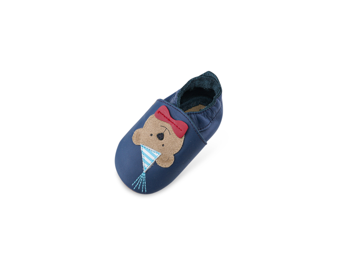 Ss Party Bear Infant Navy Leather Flat Shoes