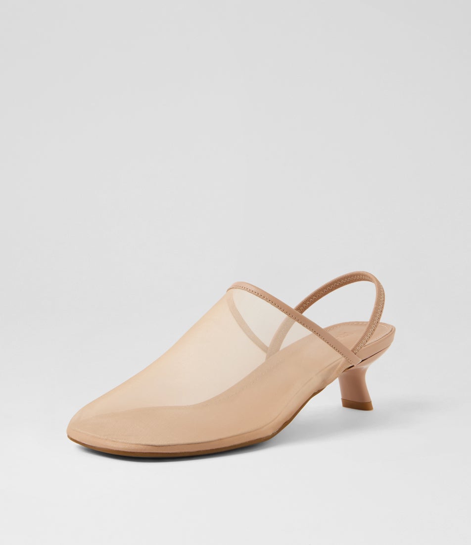 Ican Nude Mesh Leather Heels