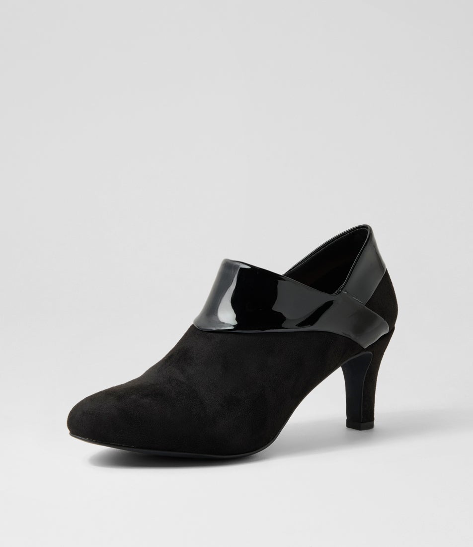 Ilonda W Black Microsuede Heels