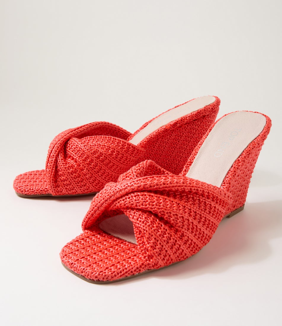 Katia Watermelon Synthetic Raffia Sandals