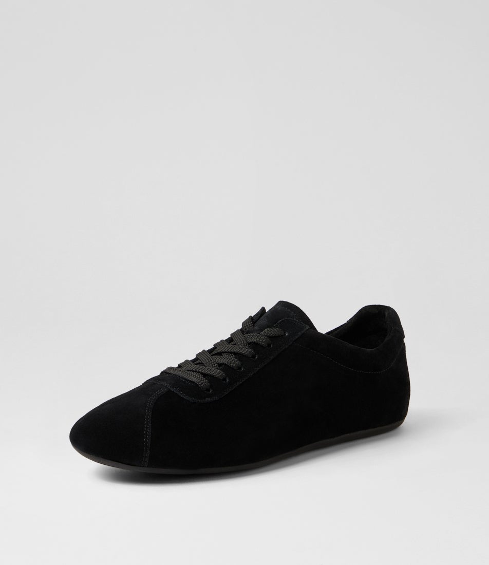 Bookier Black Suede Lace Up Flats