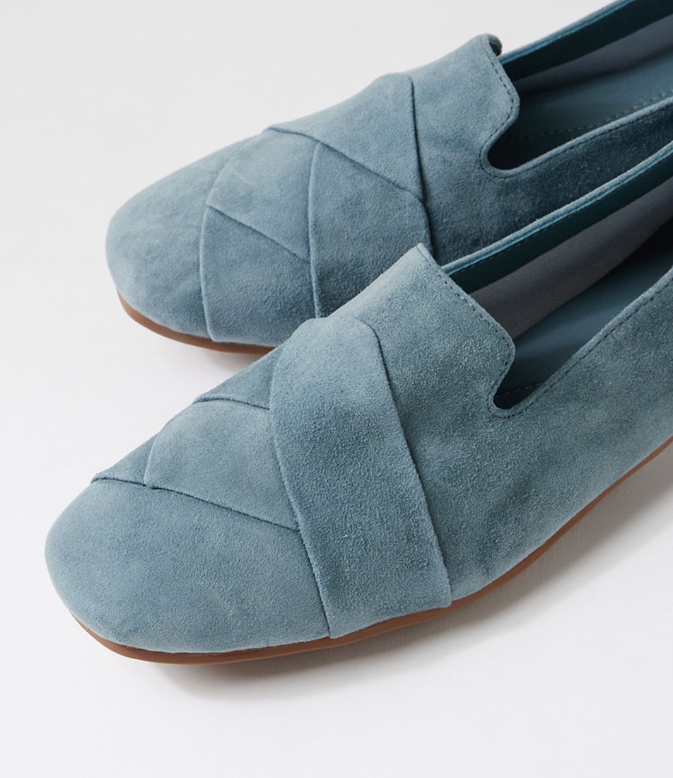 Tilony Steel Blue Suede Flat Shoes