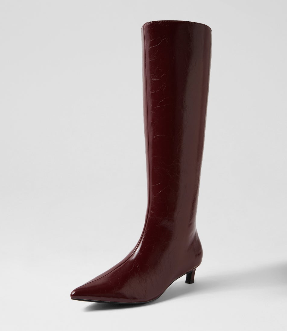 Destiny Bordeaux Textured Pu Knee High Boots