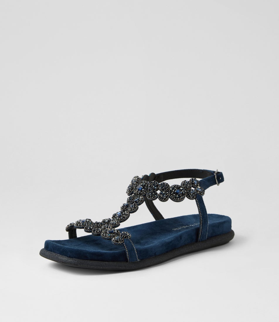 Yula Navy Suede Sandals
