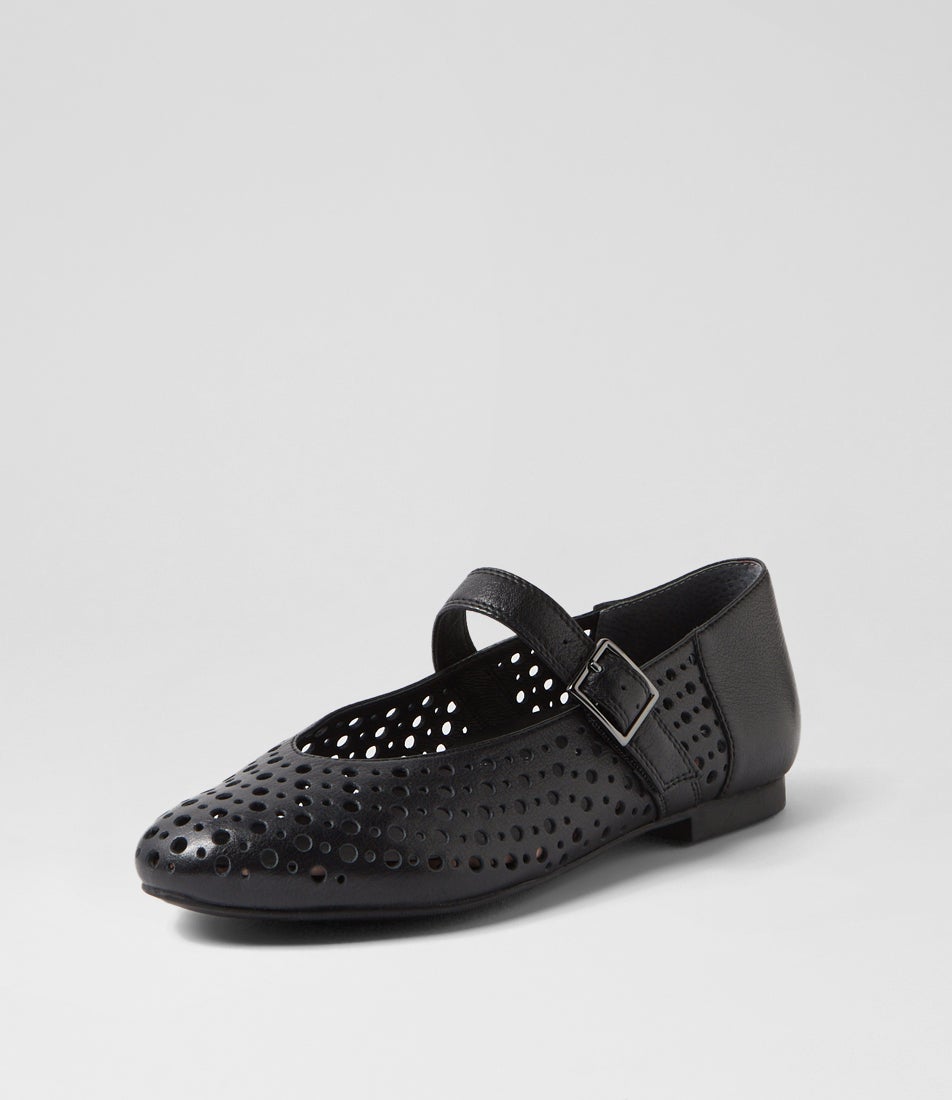 Chacha Xf Black Leather Flat Shoes