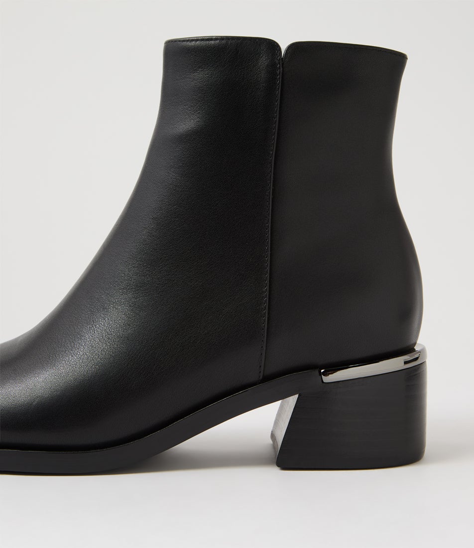 Symphony Black Leather Ankle Boots
