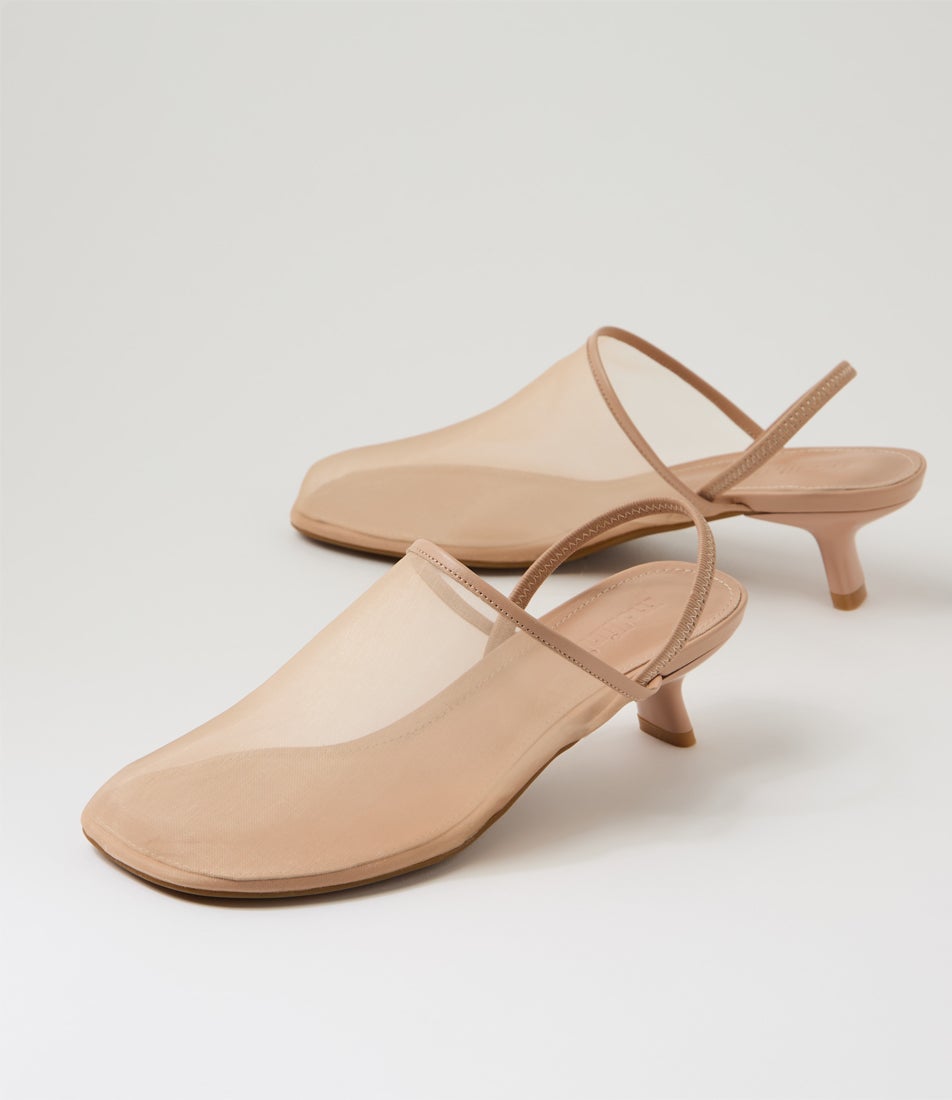 Ican Nude Mesh Leather Heels