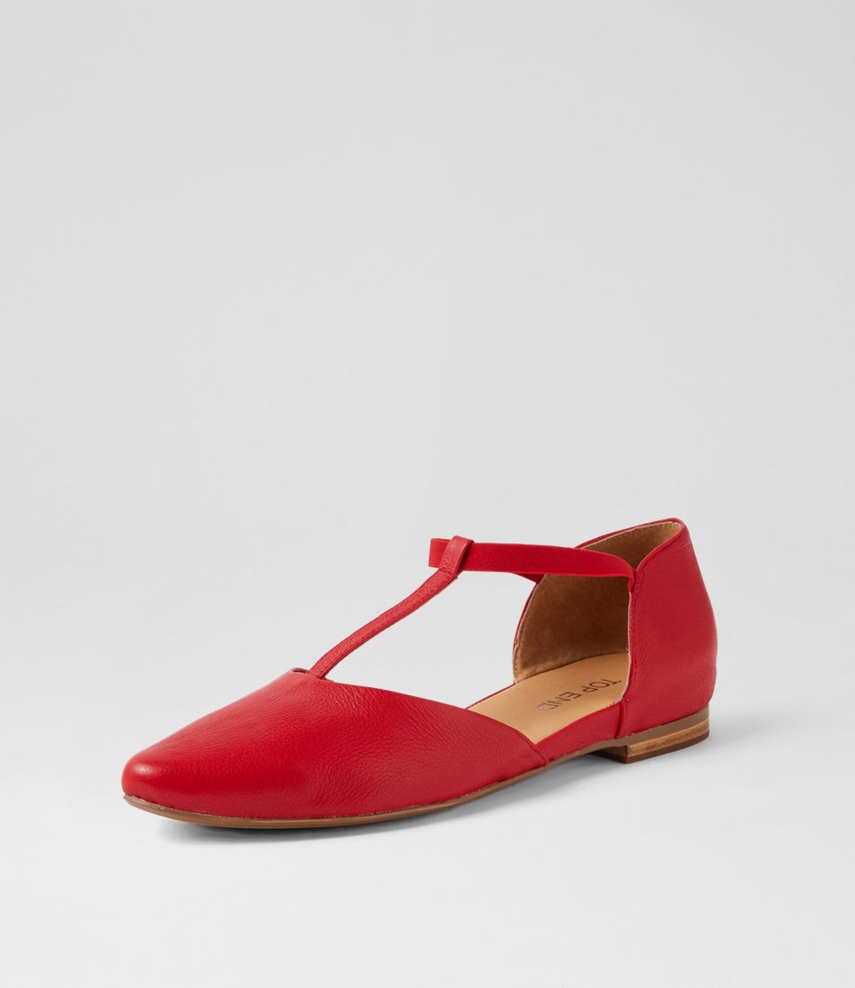 Saddie New Red Leather Flat Shoes