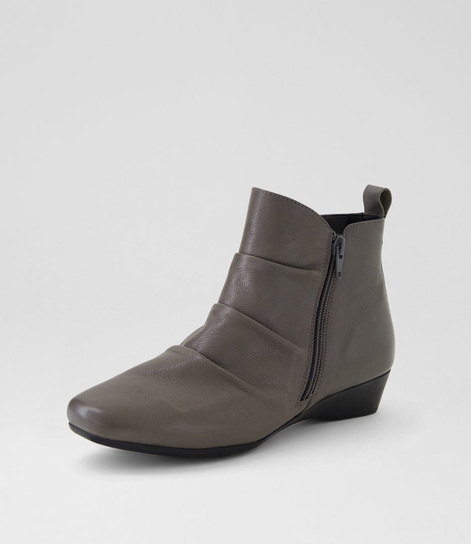 Romans Dark Grey Leather Ankle Boots