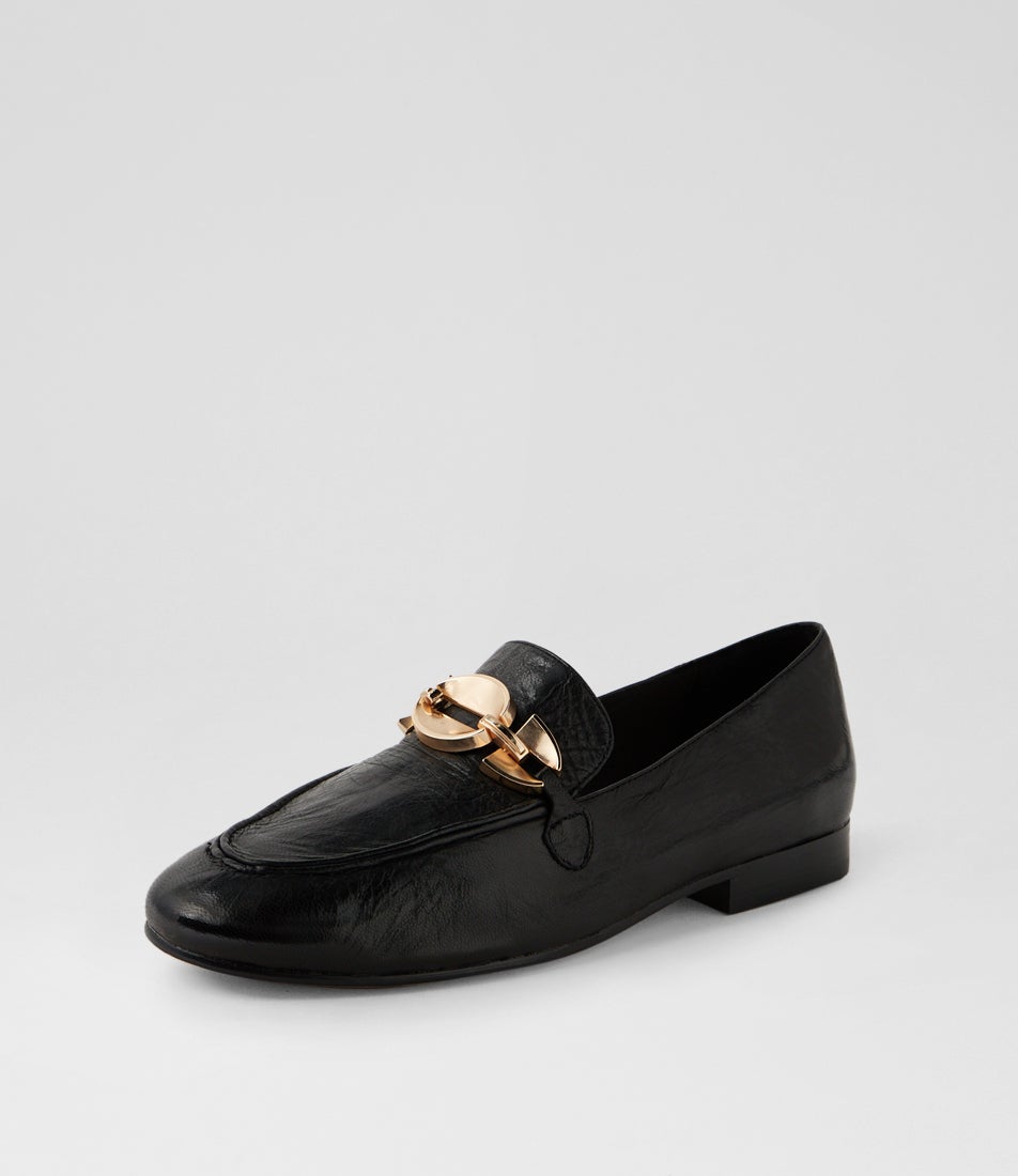 Ilysa Black Polish Leather Loafers