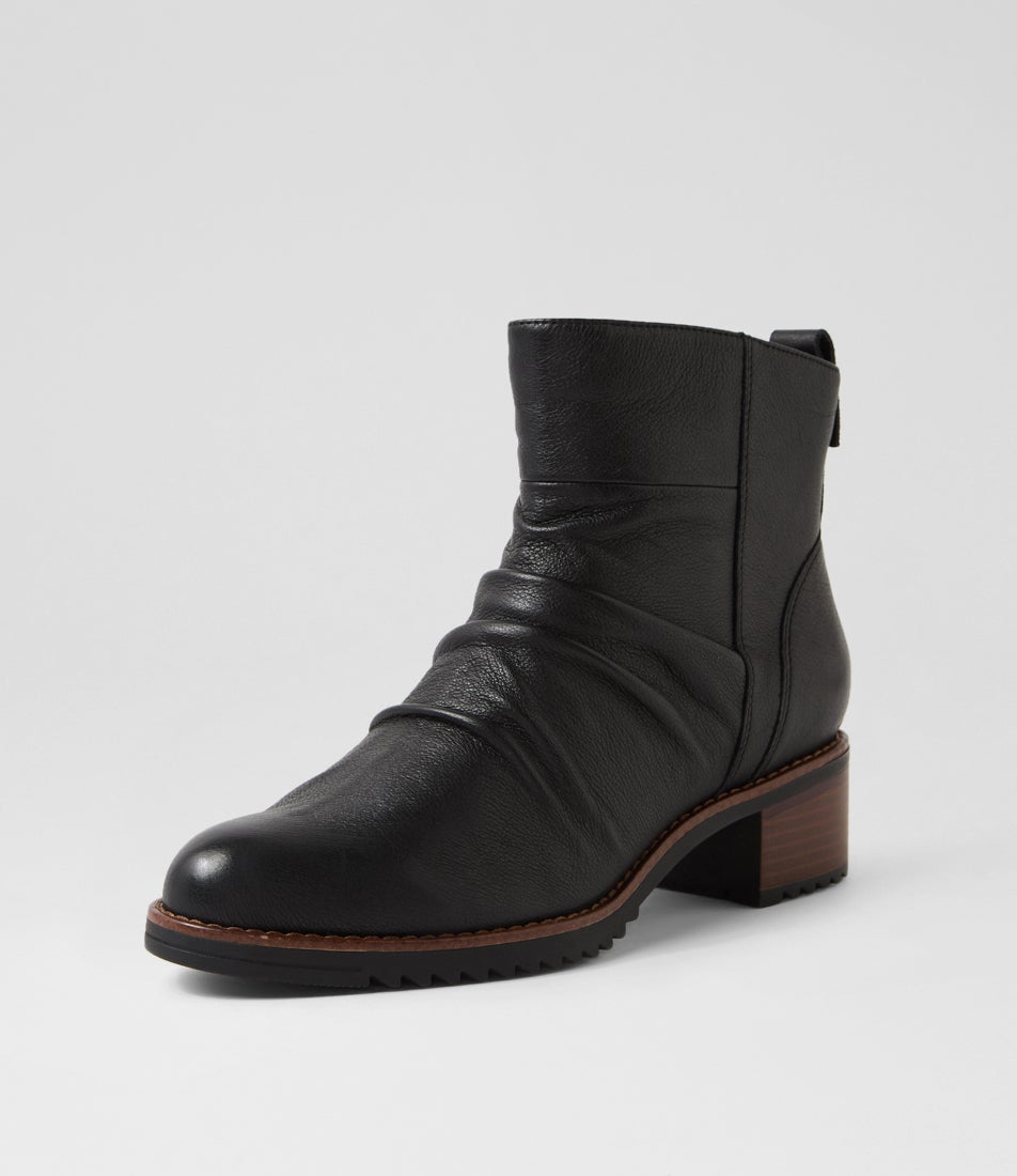 Gardin Black Leather Ankle Boots