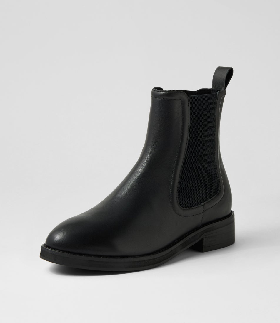 Cora Black Leather Chelsea Boots