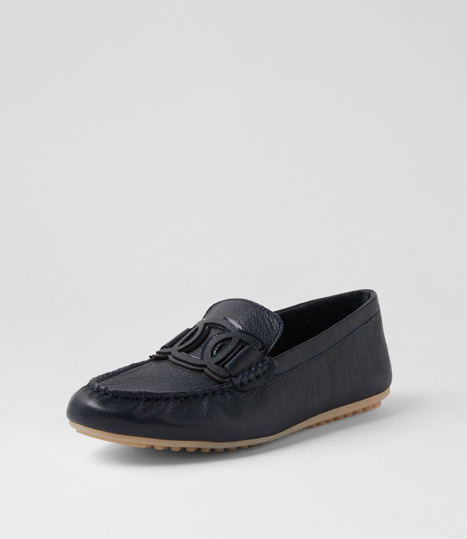 Velbert Navy Tumble Leather Loafers