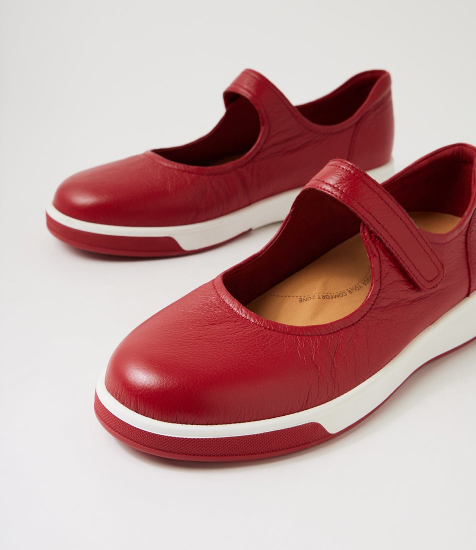 Aitch Xf Dark Red Leather Flat Shoes