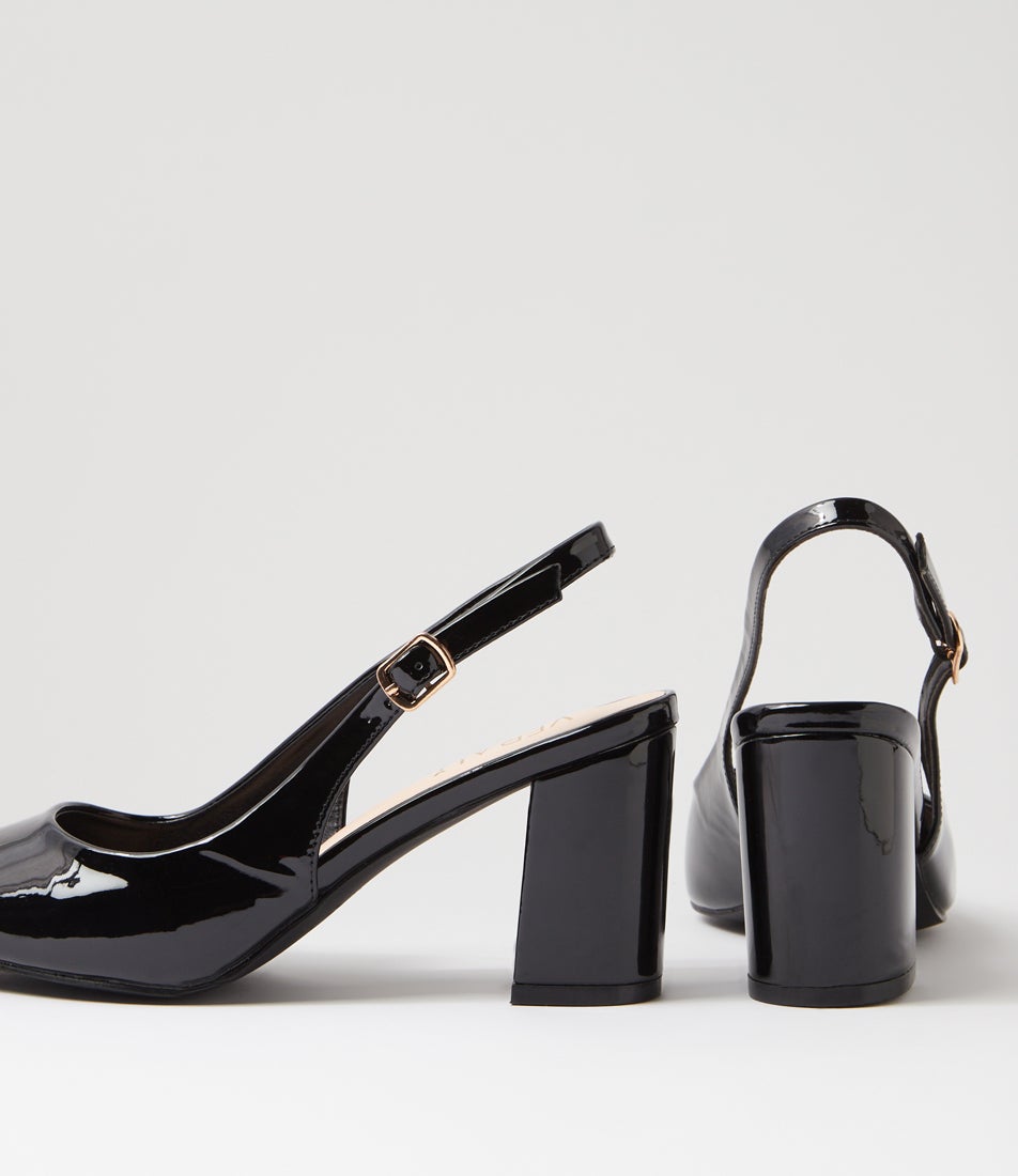 Elio Black Patent Pu Heels Elio Black Patent Pu Heels