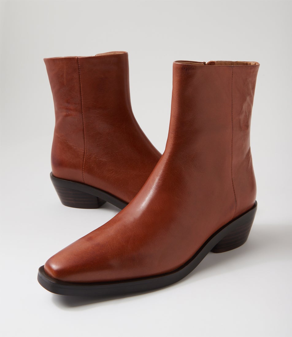 Fyona Dark Rum Brown Leather Ankle Boots