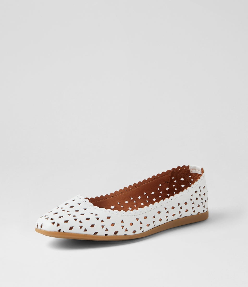 Fahey White Leather Flat Shoes