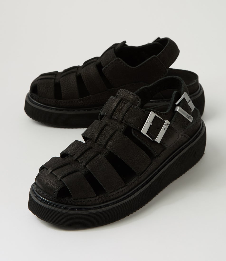 Hyde Fisherman All Black Leather Sandals