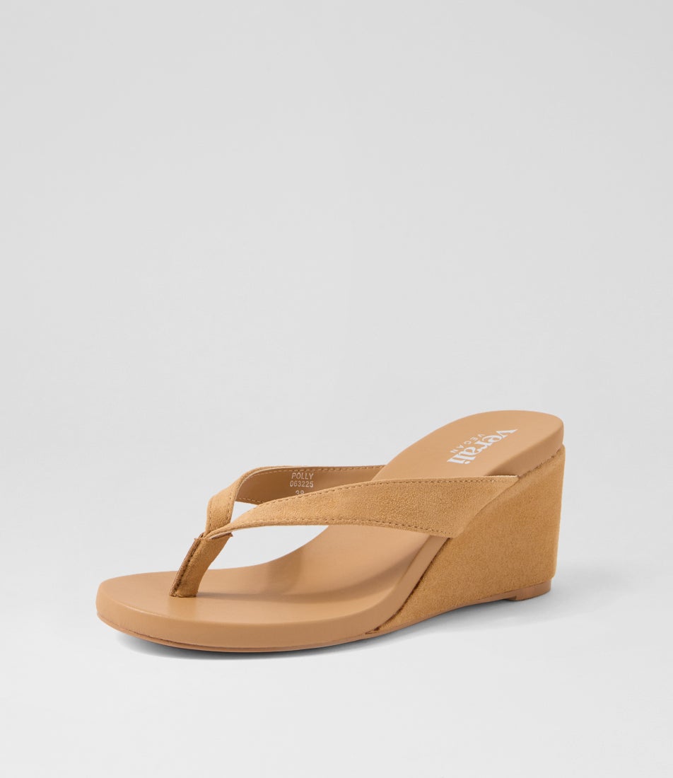 Polly Camel Microsuede Sandals
