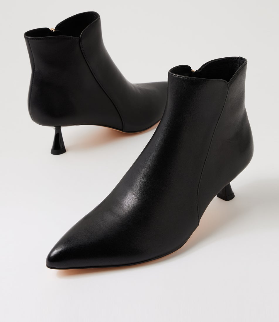 Varba Black Leather Ankle Boots