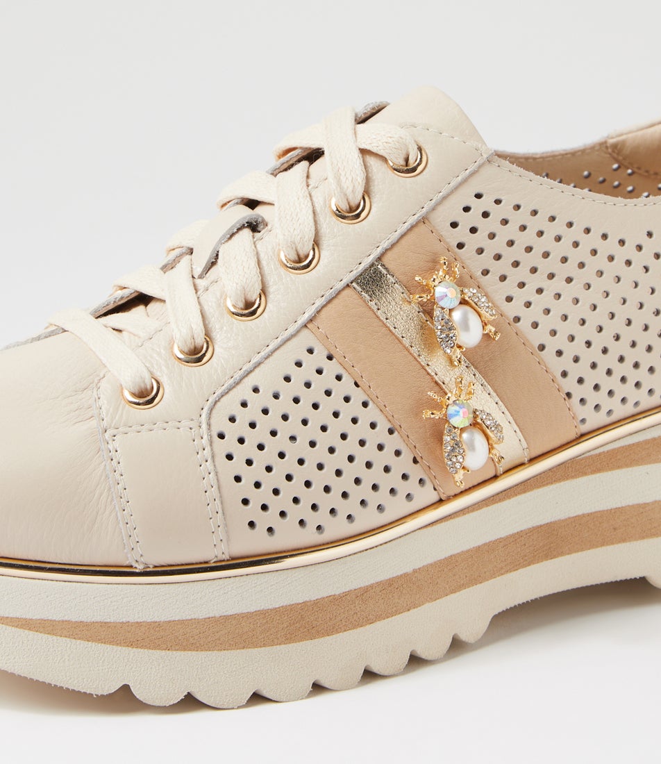 Eaglesy Milk Camel Multi Lace Up Flats