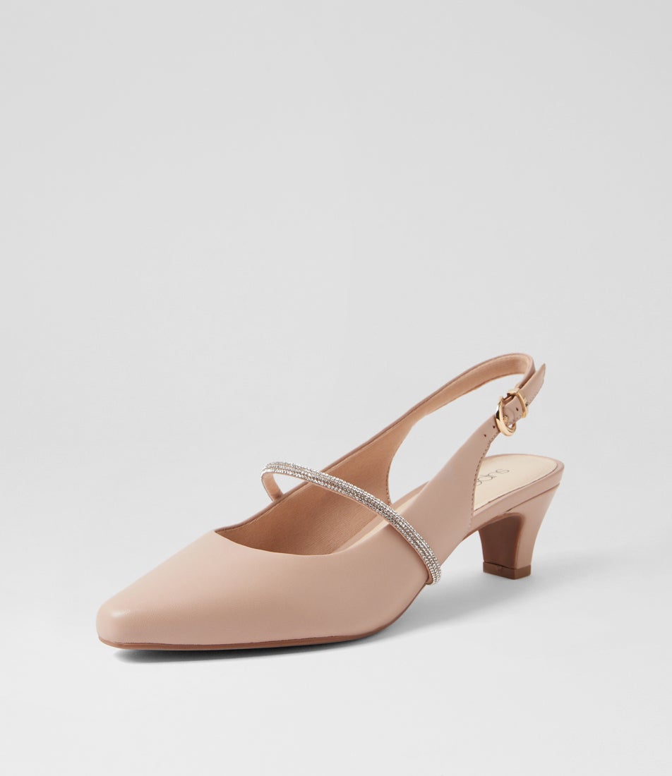 Lilium Nude Leather Jewels Heels