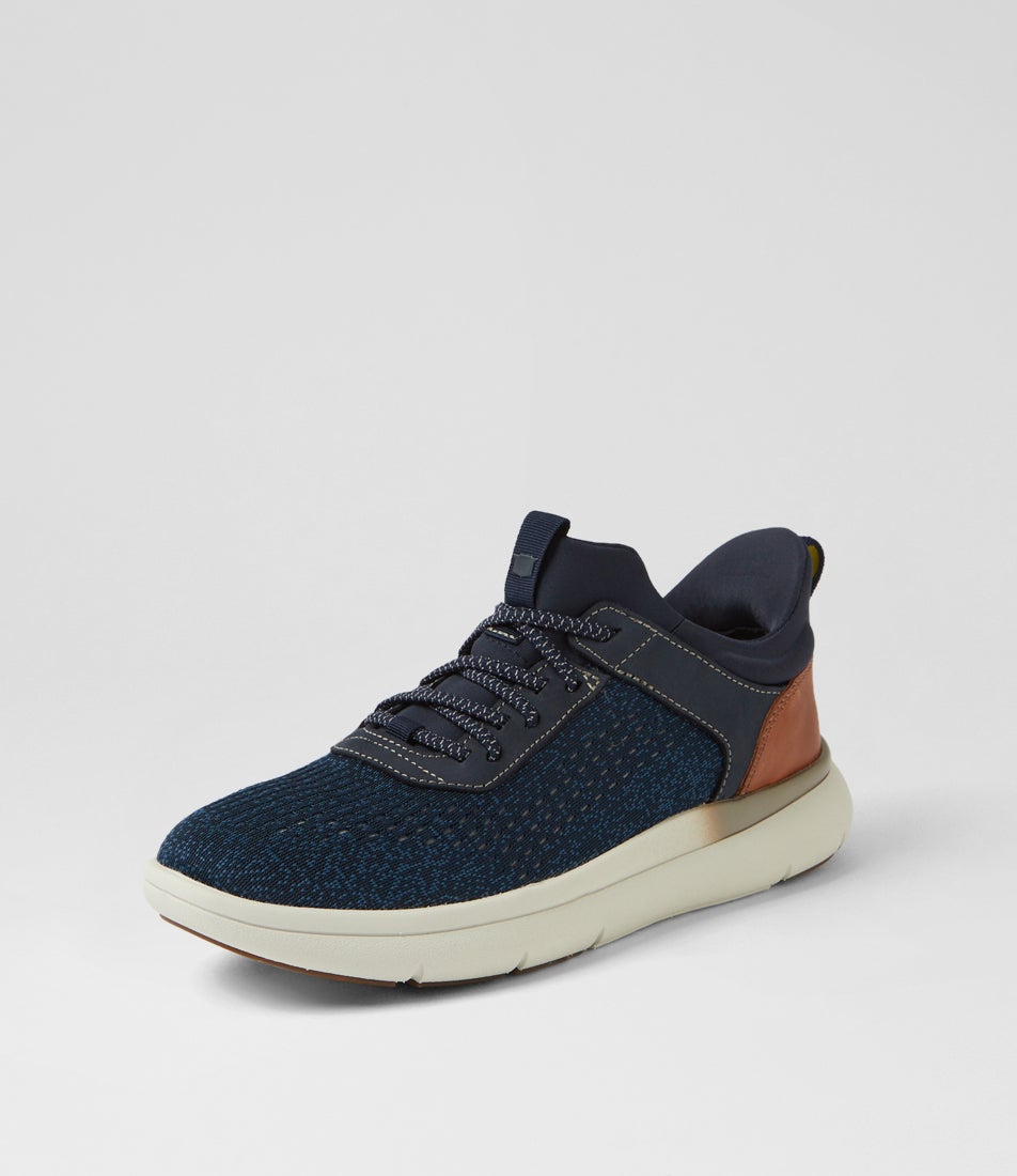 Fleet Knit Navy Leather Sneakers