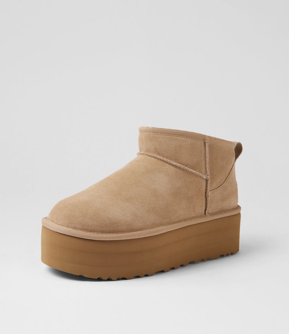 Ultra Mini Platform Sand Suede Ankle Boots