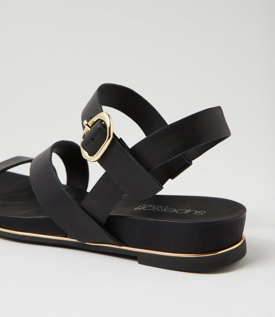 Lindi Black Leather Sandals