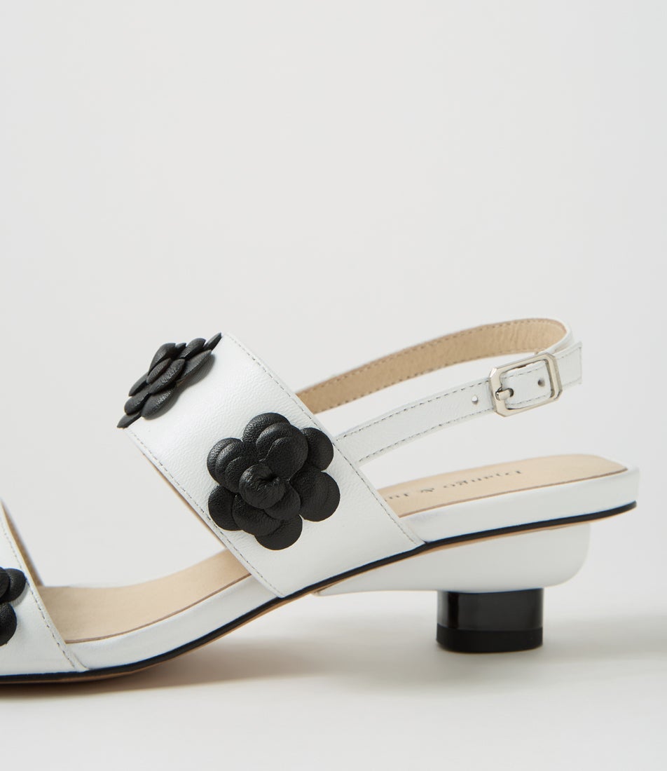 Veronka White Black Leather Sandals
