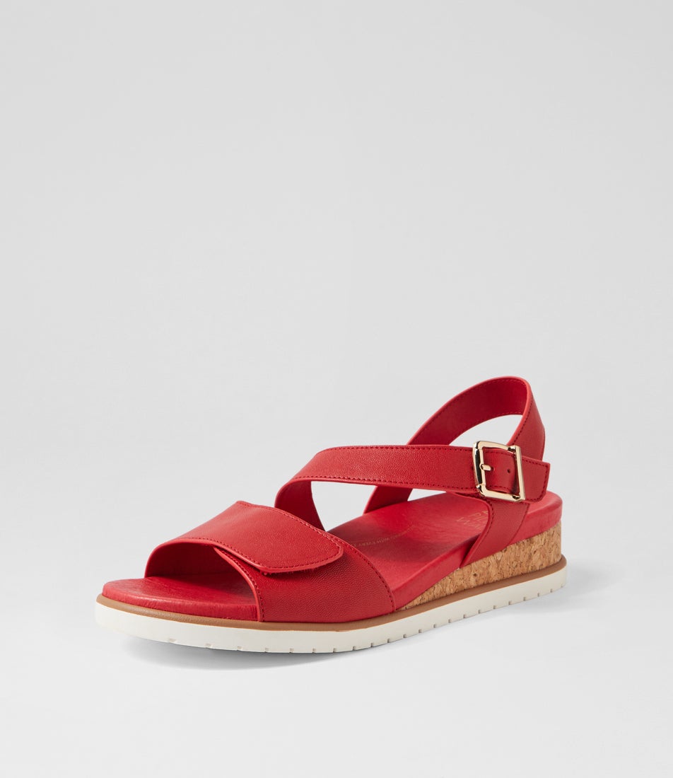 Vamsy W Red White Leather Sandals