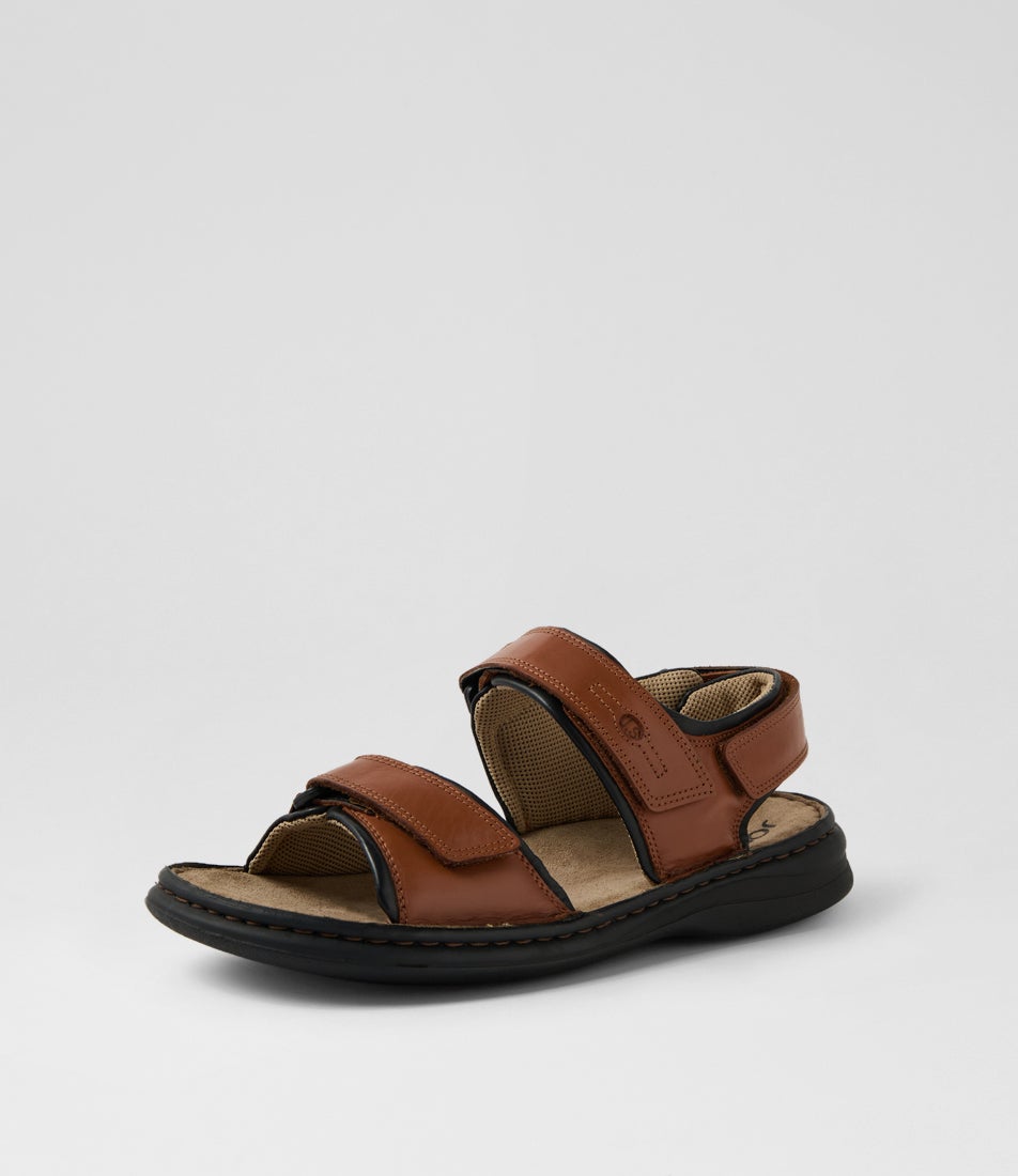 Rafe Cognac Leather Sandals