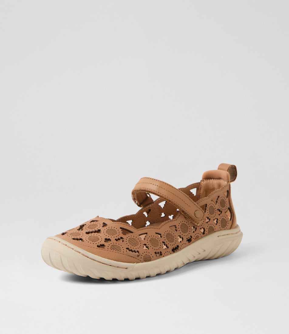Tadaa Camel Leather Flat Shoes
