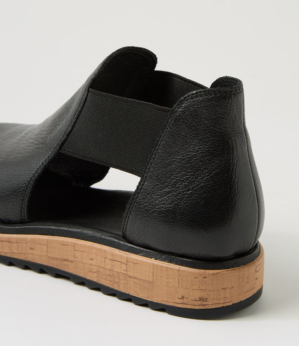 Oddat Black Leather Sandals