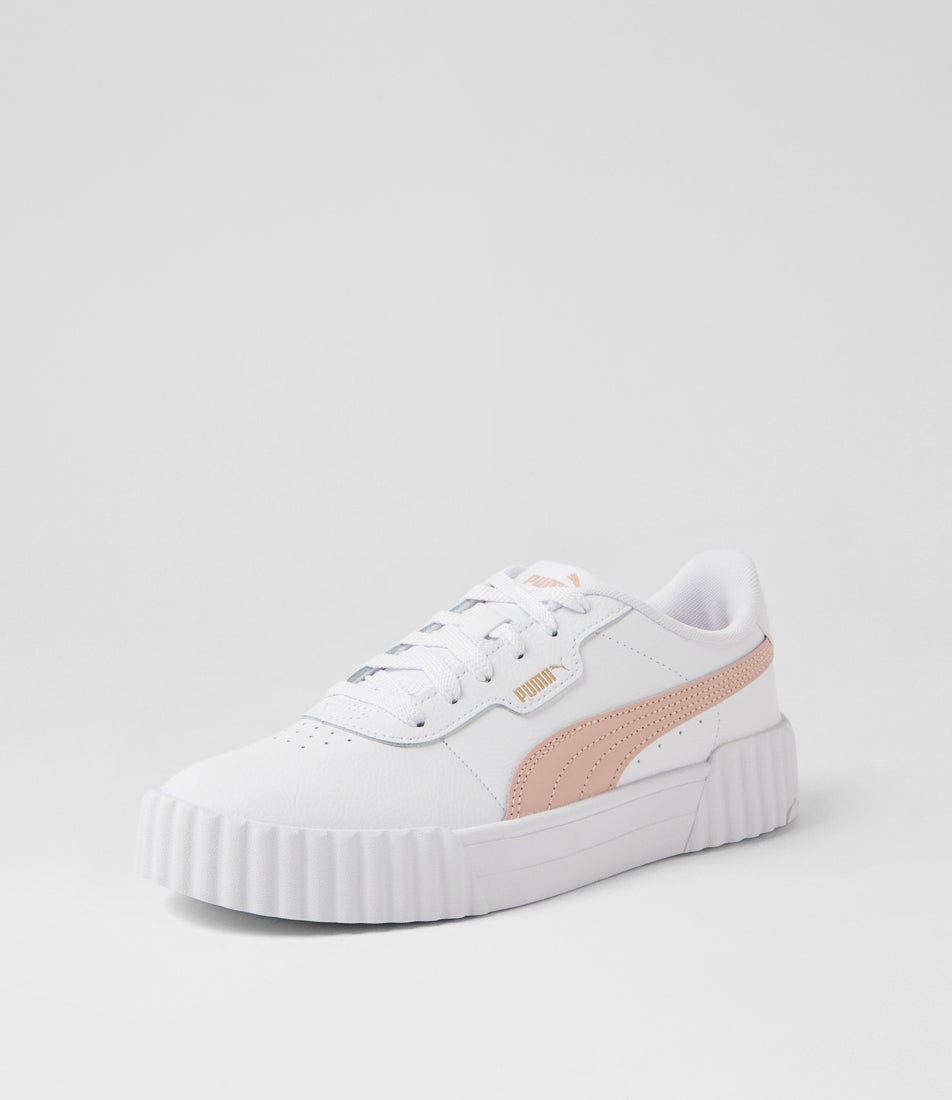 Carina 3 W White Rose Quartz Gold Leather Sneakers