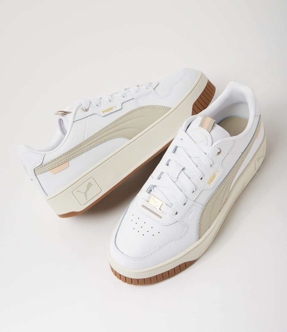 Carina Street Lux W White Desert Dust Gold Leather Sneakers
