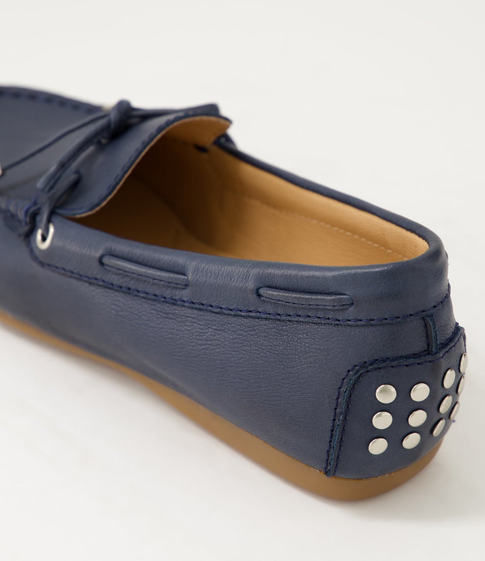 Eliney Navy Leather Loafers