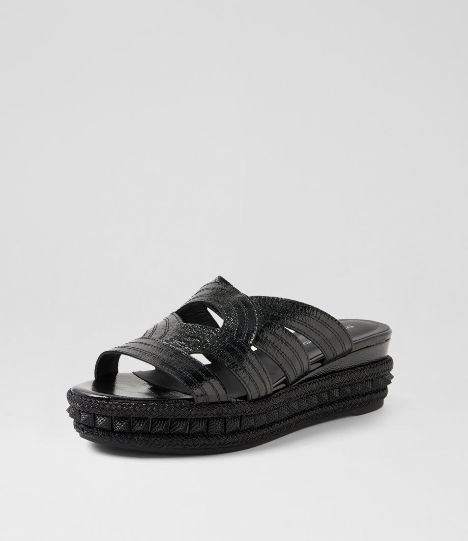 Missouri Black Print Leather Sandals