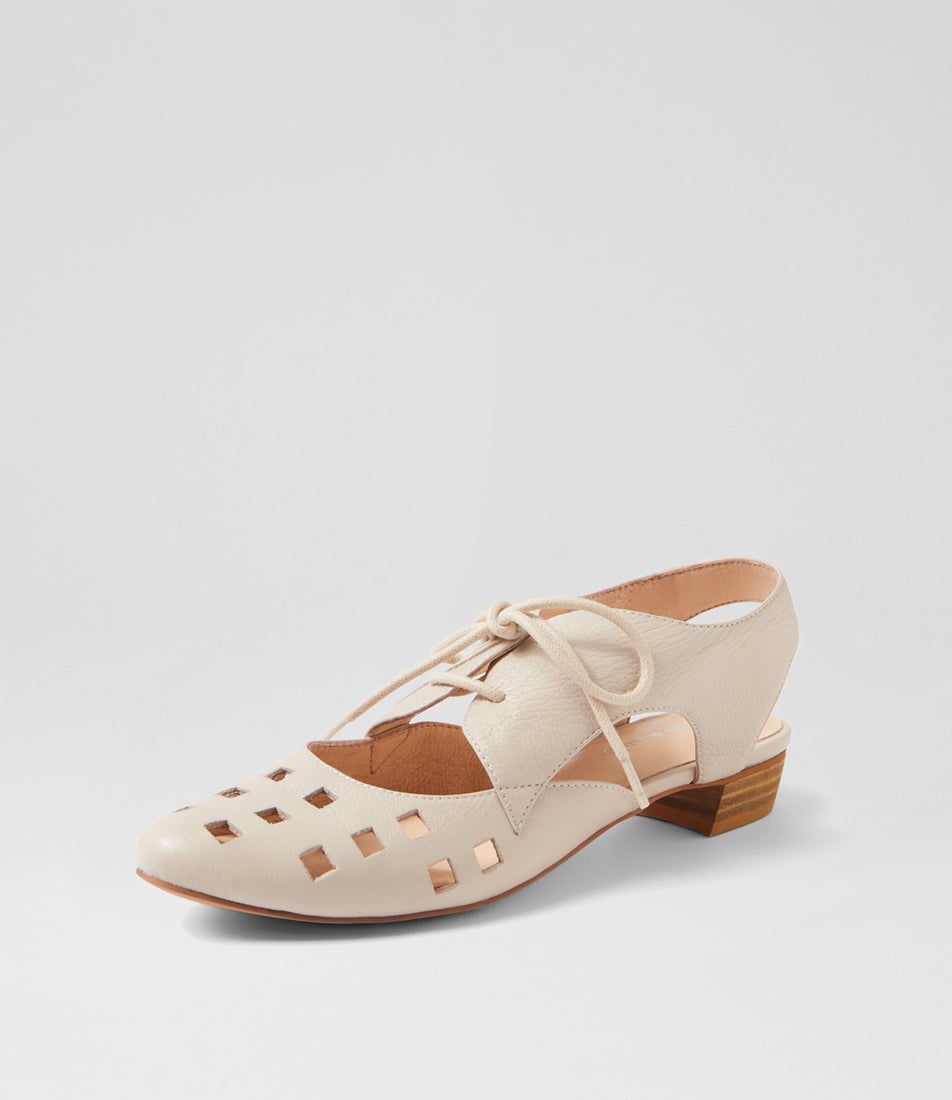 Eith Vanilla Leather Lace Up Flats