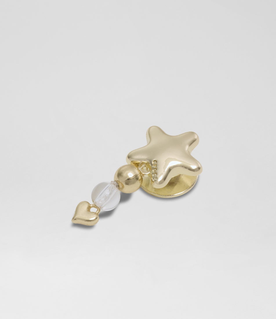 Gold Star Heart Dangle Jibbitz