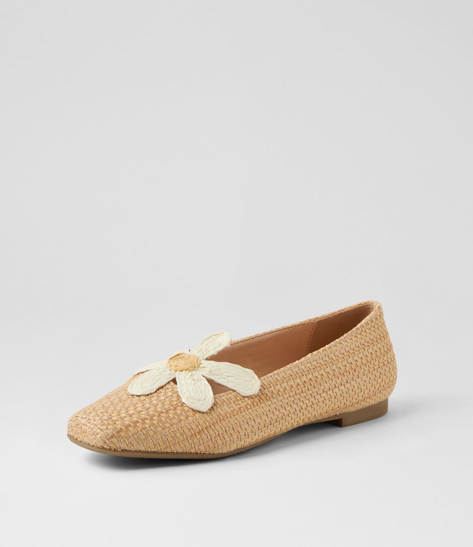 Daizzy Natural Synthetic Raffia Flat Shoes Daizzy Natural Synthetic Raffia Flat Shoes