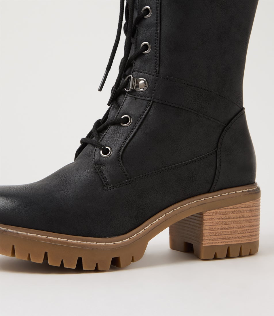 Wonto Black Knee High Boots