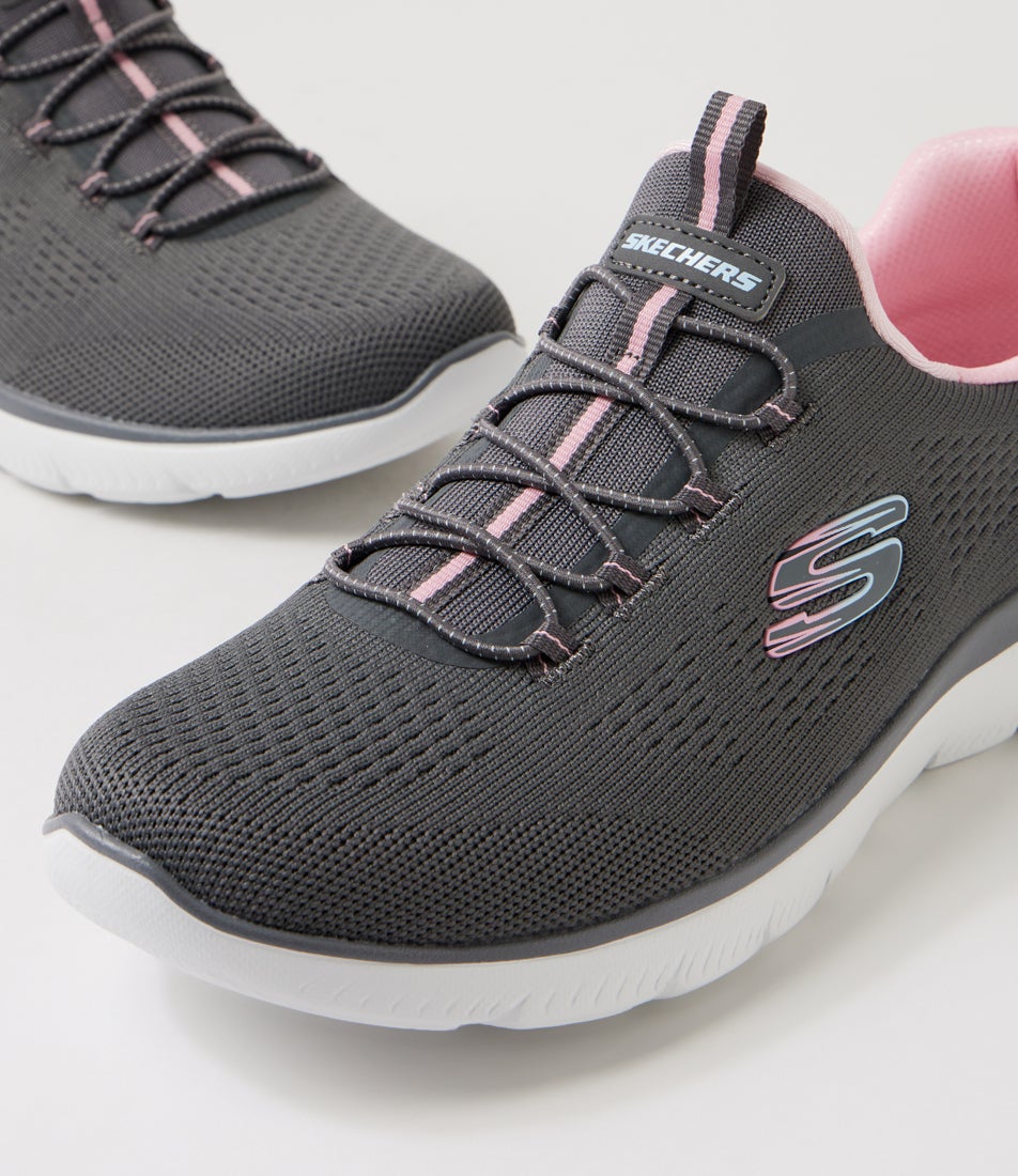 Summits Charcoal Pink Fabric Sneakers