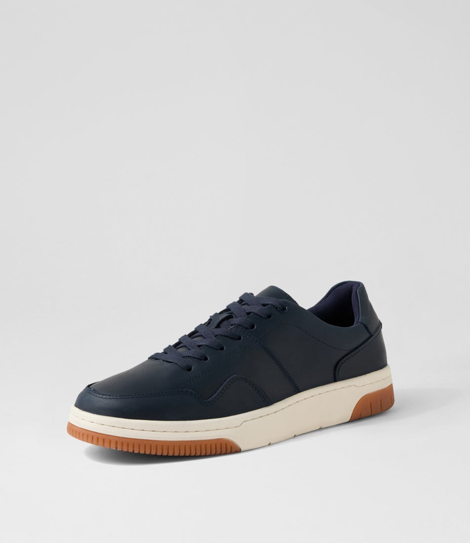 Pablo Navy Leather Lace Up Flats