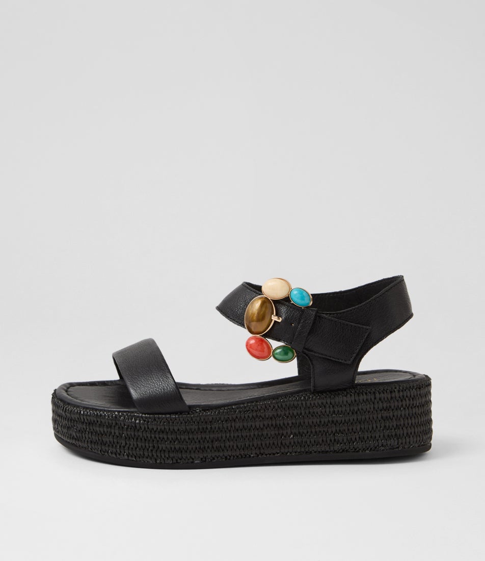 Zookies Black Multi Leather Sandals