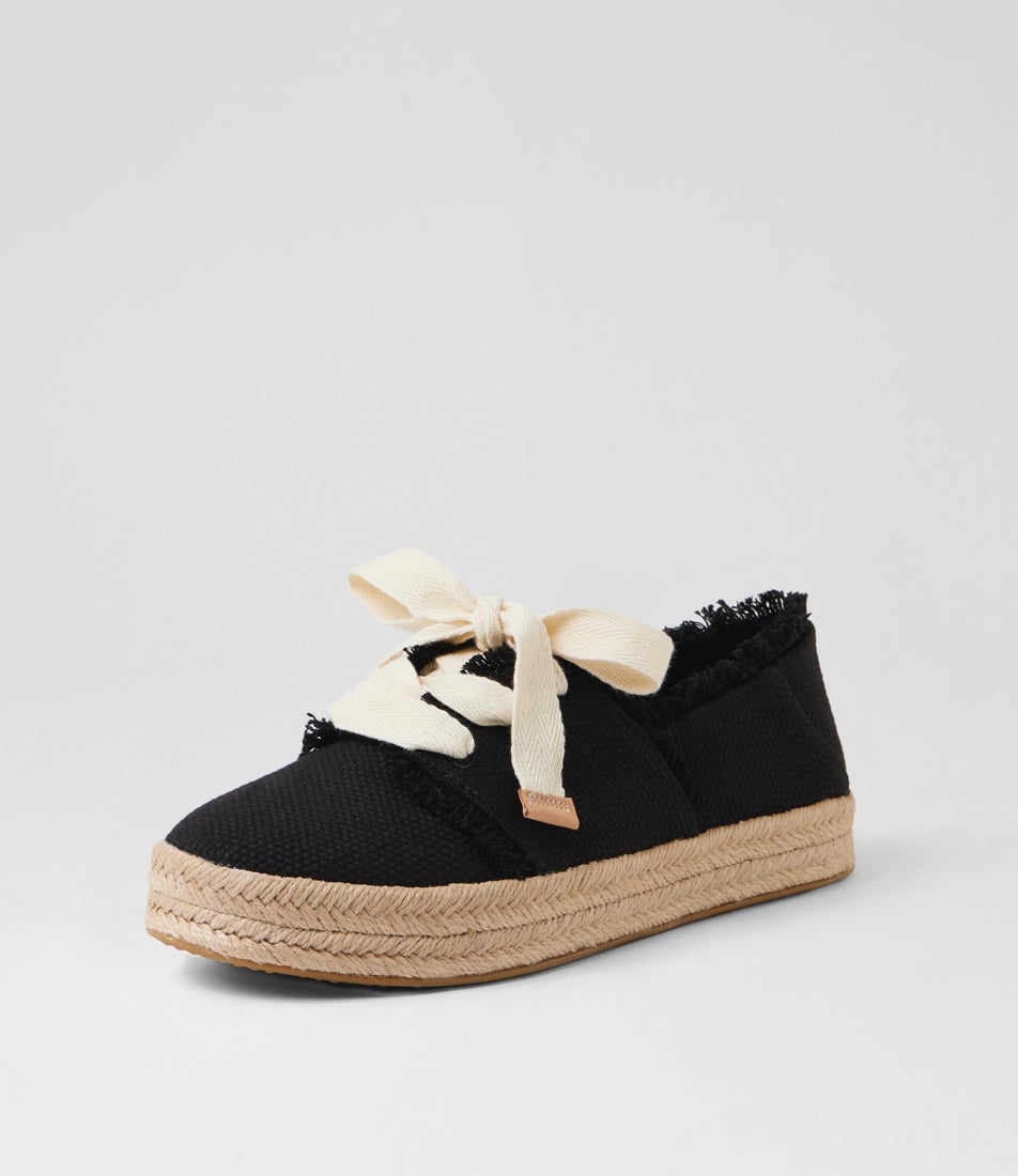 Carolina Black Beachside Canvas Flat Shoes