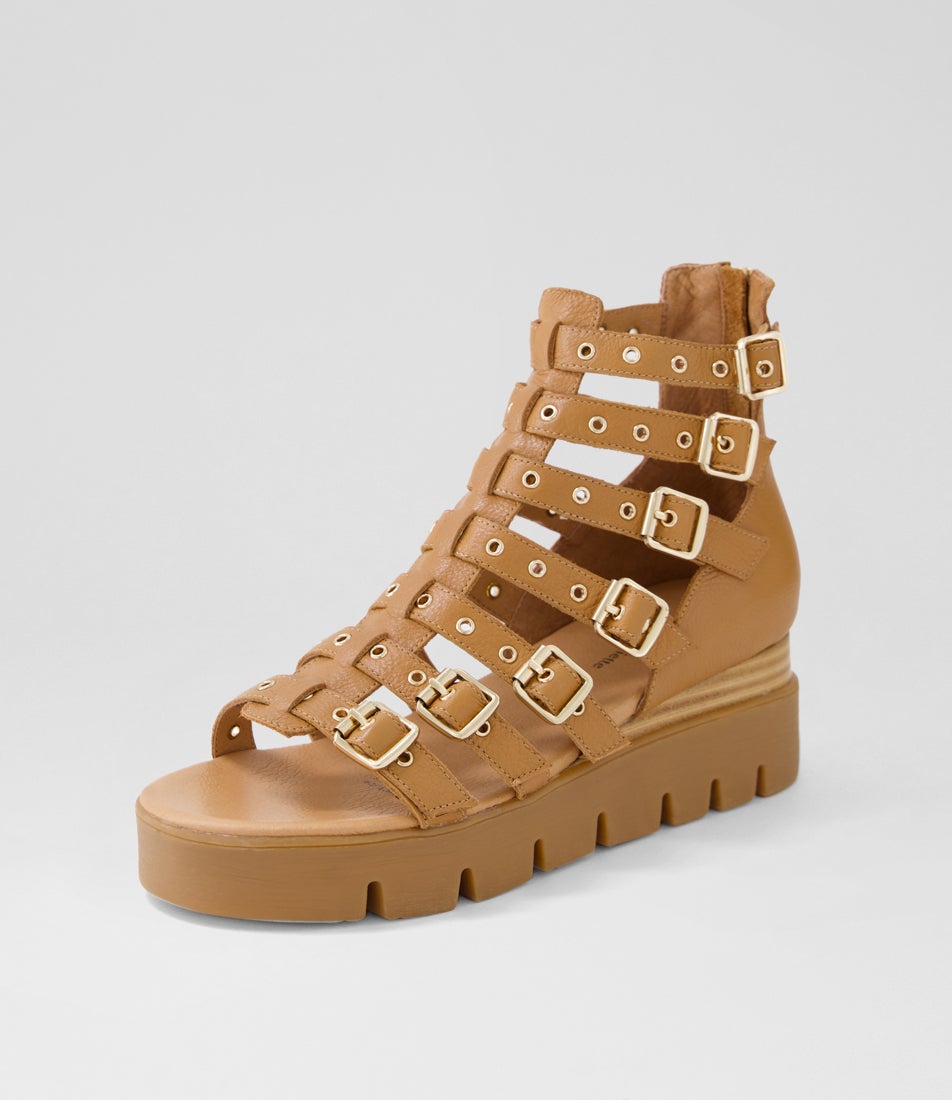 Roselle Dark Tan Toffee Leather Sandals