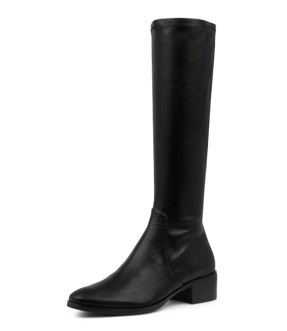 Timothie Black Stretch Knee High Boots