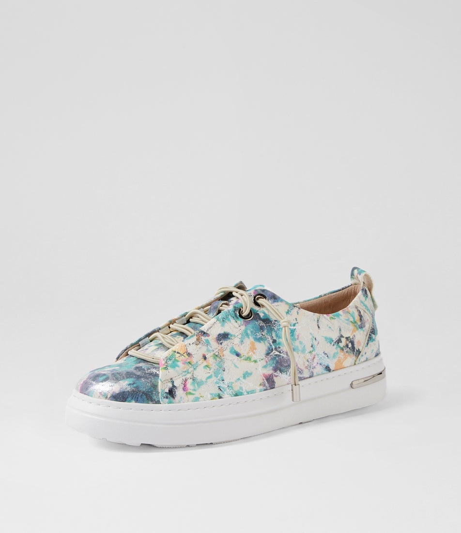 Wattel Blue Multi Leather Sneakers