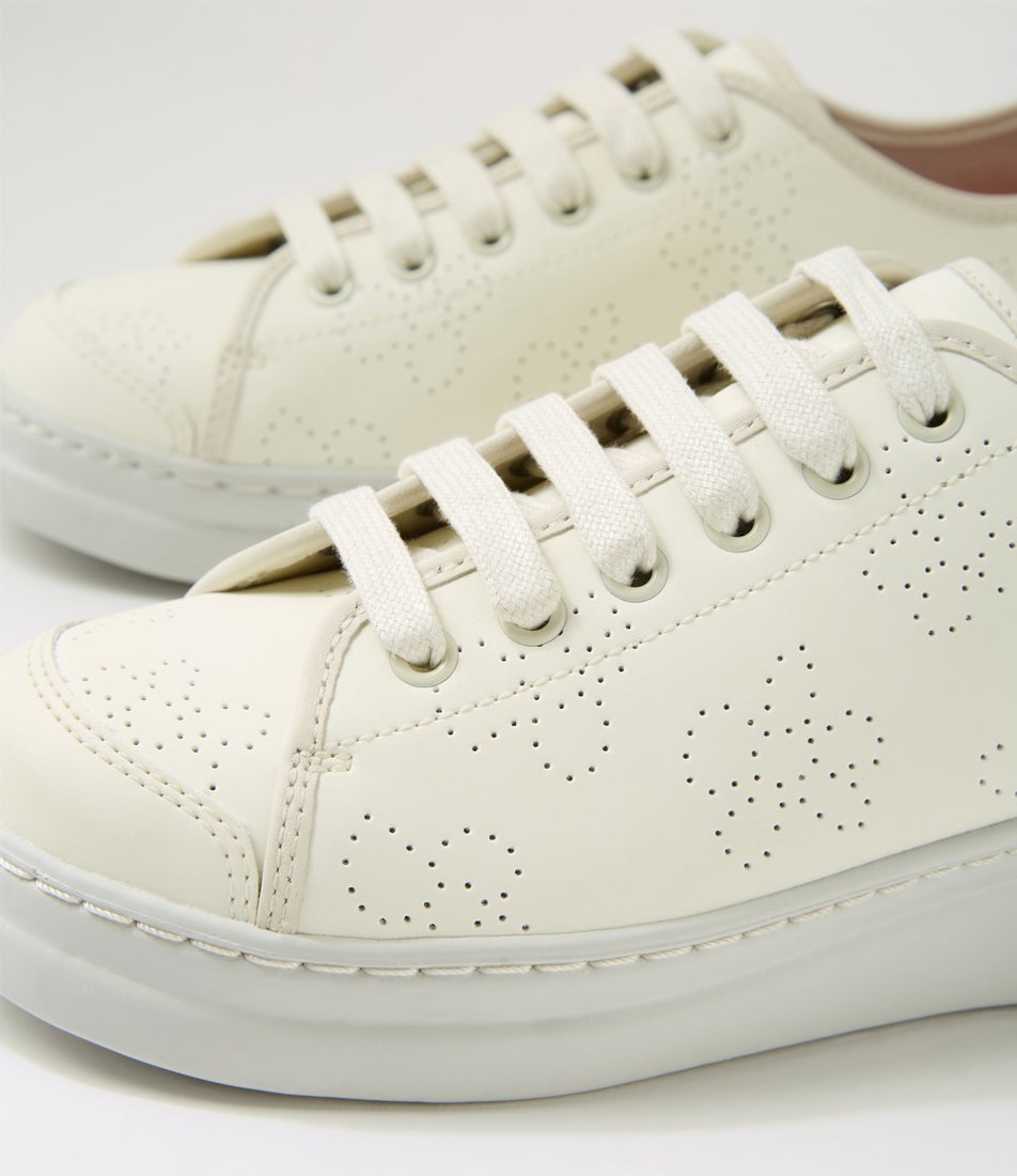 Runner Up Flowers White Natural Leather Sneakers